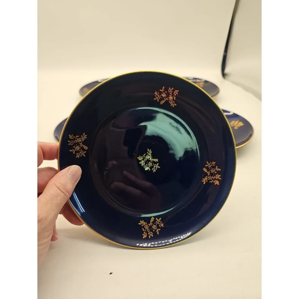 Pruszkow Polish COBALT BLUE AND GOLD Saucer 6 3/4‎ 